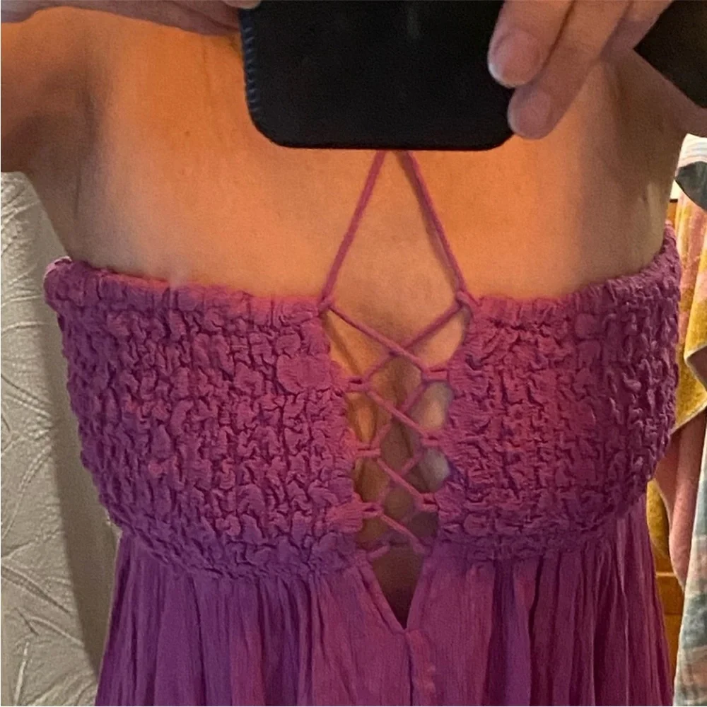 Free People NWT Flowy Strapless Smocked Bust Ties
Handkerchief Hem Maxi Dress - Picture 8 of 11